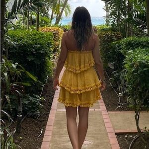 2 piece yellow ruffle skirt + top